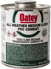 Oatey - 32 oz All-Purpose Medium Bodied Cement - Clear, Use with PVC - Americas Industrial Supply