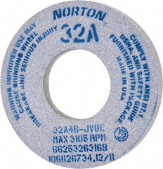 Norton - 12" Diam x 5" Hole x 1-1/2" Thick, J Hardness, 46 Grit Surface Grinding Wheel - Aluminum Oxide, Type 5, Coarse Grade, 2,070 Max RPM, Vitrified Bond, One-Side Recess - Americas Industrial Supply