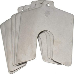 Made in USA - 5 Piece, 3 Inch Long x 3 Inch Wide x 0.05 Inch Thick, Slotted Shim Stock - Stainless Steel, 3/4 Inch Wide Slot - Americas Industrial Supply