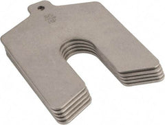 Made in USA - 5 Piece, 3 Inch Long x 3 Inch Wide x 0.075 Inch Thick, Slotted Shim Stock - Stainless Steel, 3/4 Inch Wide Slot - Americas Industrial Supply