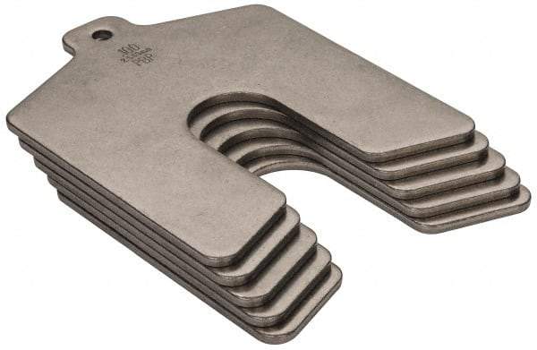 Made in USA - 5 Piece, 3 Inch Long x 3 Inch Wide x 0.1 Inch Thick, Slotted Shim Stock - Stainless Steel, 3/4 Inch Wide Slot - Americas Industrial Supply