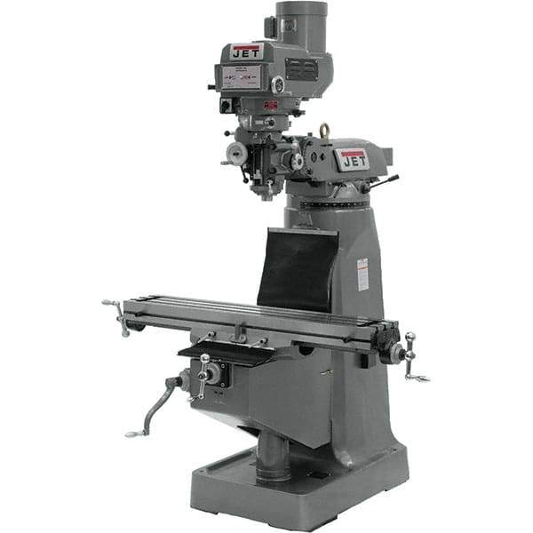 Jet - 9" Table Width x 49" Table Length, Variable Speed Pulley Control, 1 Phase Knee Milling Machine - R8 Spindle Taper, 2 hp - Americas Industrial Supply