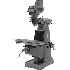 Jet - 9" Table Width x 49" Table Length, Variable Speed Pulley Control, 1 Phase Knee Milling Machine - R8 Spindle Taper, 2 hp - Americas Industrial Supply