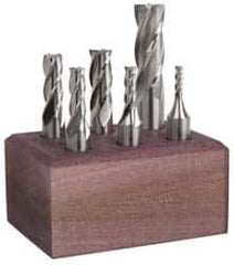 Cleveland - 1/8 to 1/2", 4 Flute End Mill Set - Uncoated, Cobalt, Centercutting - Americas Industrial Supply