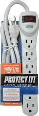 Tripp-Lite - 6 Outlets, 120 Volts, 15 Amps, 2' Cord, Power Outlet Strip - Free Hanging, Keyhole Mount, 5-15P NEMA Configuration, 23.98" Strip, UL1449 3rd Edition - Americas Industrial Supply