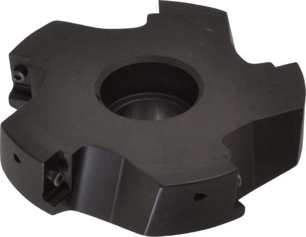 Kyocera - 5 Inserts, 4" Cut Diam, 1" Arbor Diam, 0.64" Max Depth of Cut, Indexable Square-Shoulder Face Mill - 0/90° Lead Angle, 1.57" High, APET 1604 Insert Compatibility, Series FM--AL - Americas Industrial Supply