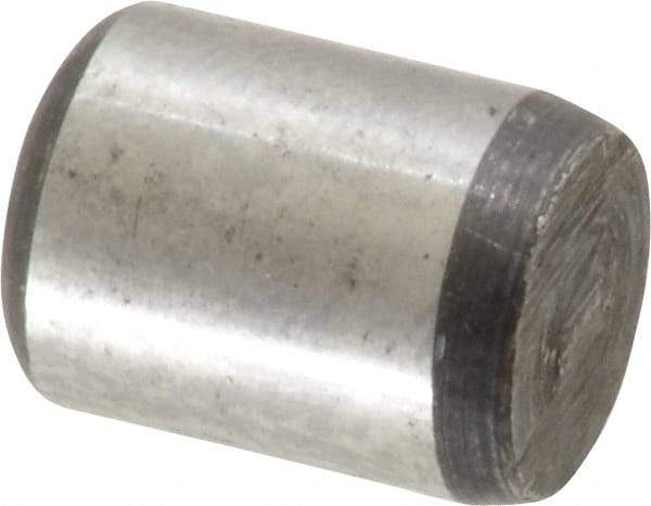 Value Collection - 3/8" Diam x 1/2" Pin Length Grade 8 Alloy Steel Standard Dowel Pin - C 50-58 Hardness, 28,700 Lb Breaking Strength, 1 Beveled & 1 Rounded End - Americas Industrial Supply