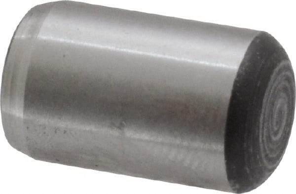Value Collection - 3/8" Diam x 5/8" Pin Length Grade 8 Alloy Steel Standard Dowel Pin - C 50-58 Hardness, 28,700 Lb Breaking Strength, 1 Beveled & 1 Rounded End - Americas Industrial Supply