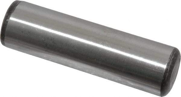 Value Collection - 1" Diam x 3-1/2" Pin Length Grade 8 Alloy Steel Standard Dowel Pin - C 50-58 Hardness, 204,000 Lb Breaking Strength, 1 Beveled & 1 Rounded End - Americas Industrial Supply