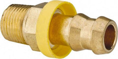 Eaton - 1/2" ID 3/8-18 NPT Barbed Push On Male Connector - 15/16" Cut Off Allowance, 1.85" Long, 11/16" Hex, Brass - Americas Industrial Supply
