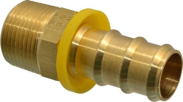 Eaton - 3/4" ID 3/4-14 NPT Barbed Push On Male Connector - 1-1/4" Cut Off Allowance, 2.66" Long, 1-1/16" Hex, Brass - Americas Industrial Supply