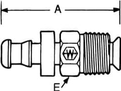 Eaton - 1/2" ID 3/4-18 NPT Barbed Push On Inverted Male Swivel Connector - 1-1/4" Cut Off Allowance, 2.24" Long, 3/4" Hex, Brass - Americas Industrial Supply
