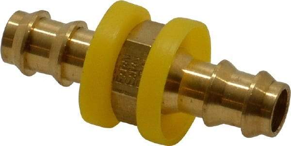 Eaton - 3/8" ID Barbed Push On Mender - 7/16" Cut Off Allowance, 1.97" Long, 5/8" Hex, Brass - Americas Industrial Supply