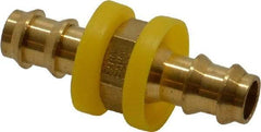 Eaton - 3/8" ID Barbed Push On Mender - 7/16" Cut Off Allowance, 1.97" Long, 5/8" Hex, Brass - Americas Industrial Supply