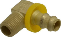 Eaton - 3/8" ID 1/4-18 NPT Barbed Push On Male Elbow - 3/8" Cut Off Allowance, 9/16" Hex, Brass - Americas Industrial Supply