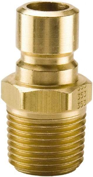 Parker - 3/8 NPTF Brass Hydraulic Hose Male Pipe Thread Nipple - 200 psi, 3 GPM, Series Moldmate - Americas Industrial Supply