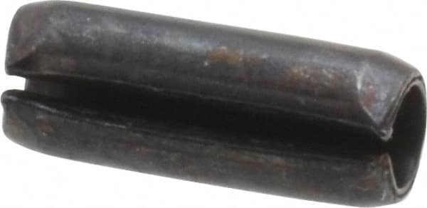 Made in USA - 3/16" Diam x 1/2" Long Slotted Spring Pin - Grade 1070-1090 Alloy Steel, Black Oxide Finish - Americas Industrial Supply