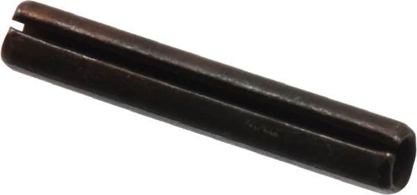 Made in USA - 3/16" Diam x 1-1/8" Long Slotted Spring Pin - Grade 1070-1090 Alloy Steel, Black Oxide Finish - Americas Industrial Supply