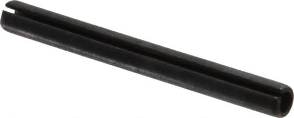 Made in USA - 3/16" Diam x 1-7/8" Long Slotted Spring Pin - Grade 1070-1090 Alloy Steel, Black Oxide Finish - Americas Industrial Supply