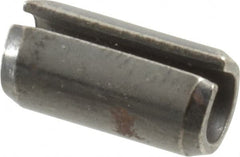 Made in USA - 1/4" Diam x 1/2" Long Slotted Spring Pin - Grade 1070-1090 Alloy Steel, Black Oxide Finish - Americas Industrial Supply