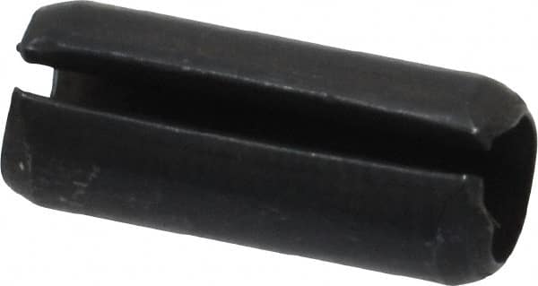 Made in USA - 1/4" Diam x 5/8" Long Slotted Spring Pin - Grade 1070-1090 Alloy Steel, Black Oxide Finish - Americas Industrial Supply