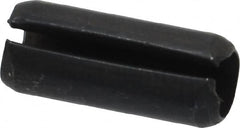 Made in USA - 1/4" Diam x 5/8" Long Slotted Spring Pin - Grade 1070-1090 Alloy Steel, Black Oxide Finish - Americas Industrial Supply