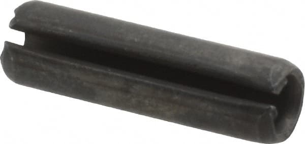 Made in USA - 1/4" Diam x 7/8" Long Slotted Spring Pin - Grade 1070-1090 Alloy Steel, Black Oxide Finish - Americas Industrial Supply