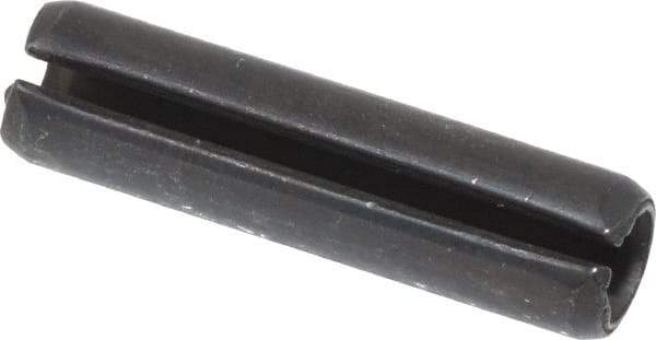Made in USA - 1/4" Diam x 1" Long Slotted Spring Pin - Grade 1070-1090 Alloy Steel, Black Oxide Finish - Americas Industrial Supply
