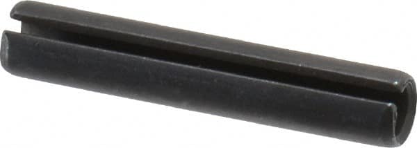 Made in USA - 1/4" Diam x 1-3/8" Long Slotted Spring Pin - Grade 1070-1090 Alloy Steel, Black Oxide Finish - Americas Industrial Supply