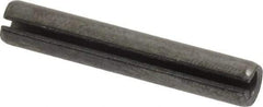 Made in USA - 1/4" Diam x 1-1/2" Long Slotted Spring Pin - Grade 1070-1090 Alloy Steel, Black Oxide Finish - Americas Industrial Supply