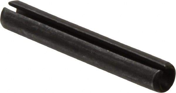 Made in USA - 1/4" Diam x 1-5/8" Long Slotted Spring Pin - Grade 1070-1090 Alloy Steel, Black Oxide Finish - Americas Industrial Supply
