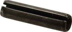 Made in USA - 3/8" Diam x 1-1/2" Long Slotted Spring Pin - Grade 1070-1090 Alloy Steel, Black Oxide Finish - Americas Industrial Supply