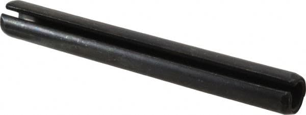 Made in USA - 3/8" Diam x 3-1/4" Long Slotted Spring Pin - Grade 1070-1090 Alloy Steel, Black Oxide Finish - Americas Industrial Supply
