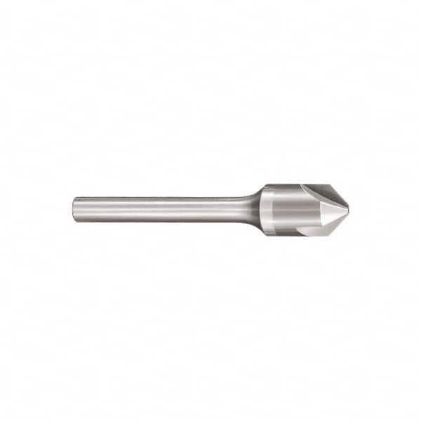 SGS - 1/4" Head Diam, 1/4" Shank Diam, 3 Flute 90° Solid Carbide Countersink - Bright Finish, 2" OAL, Single End, Straight Shank, Right Hand Cut - Americas Industrial Supply