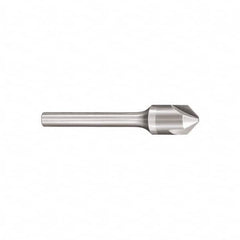 SGS - 3/8" Head Diam, 1/4" Shank Diam, 3 Flute 82° Solid Carbide Countersink - Bright Finish, 2-13/16" OAL, Single End, Straight Shank, Right Hand Cut - Americas Industrial Supply