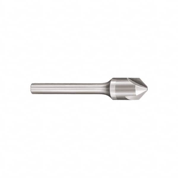 SGS - 3/8" Head Diam, 1/4" Shank Diam, 3 Flute 60° Solid Carbide Countersink - Americas Industrial Supply