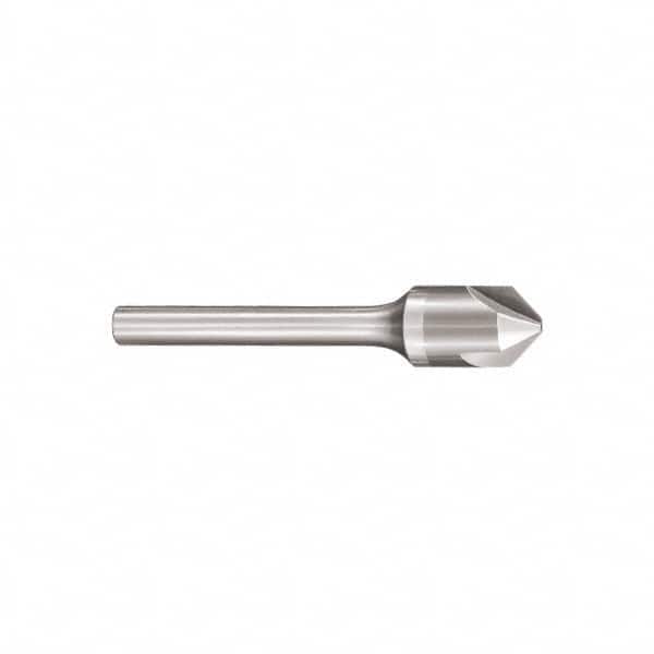 SGS - 1/2" Head Diam, 1/4" Shank Diam, 3 Flute 90° Solid Carbide Countersink - Americas Industrial Supply
