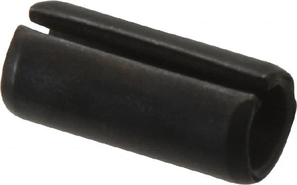 Made in USA - 7/16" Diam x 1" Long Slotted Spring Pin - Grade 1070-1090 Alloy Steel, Black Oxide Finish - Americas Industrial Supply