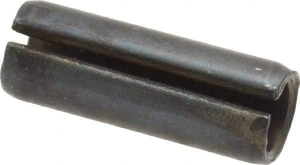 Made in USA - 7/16" Diam x 1-1/4" Long Slotted Spring Pin - Grade 1070-1090 Alloy Steel, Black Oxide Finish - Americas Industrial Supply