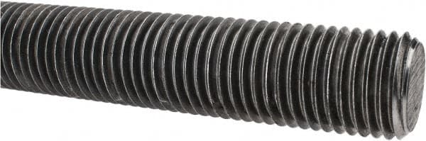 Made in USA - 1-1/4-7 UNC (Coarse), 3' Long, Low Carbon Steel Threaded Rod - Oil Finish Finish, Right Hand Thread - Americas Industrial Supply