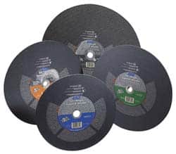 Norton - 14" 16 Grit Silicon Carbide Cutoff Wheel - 3/16" Thick, 1" Arbor, 4,365 Max RPM, Use with Portable Tools - Americas Industrial Supply