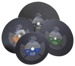 Norton - 14" 16 Grit Silicon Carbide Cutoff Wheel - 3/16" Thick, 1" Arbor, 4,365 Max RPM, Use with Portable Tools - Americas Industrial Supply