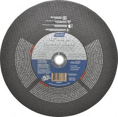 Norton - 12" 24 Grit Aluminum Oxide Cutoff Wheel - 1/8" Thick, 1" Arbor, 6,360 Max RPM, Use with Electric & Gas Powered Saws - Americas Industrial Supply