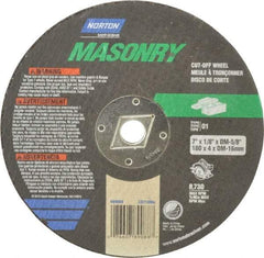 Norton - 7" 24 Grit Silicon Carbide Cutoff Wheel - 1/8" Thick, 5/8" Arbor, 8,730 Max RPM, Use with Circular Saws - Americas Industrial Supply