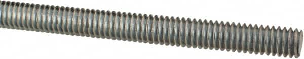 Made in USA - 5/16-18 UNC (Coarse), 3' Long, Low Carbon Steel Threaded Rod - Zinc-Plated Finish, Right Hand Thread - Americas Industrial Supply