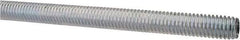 Made in USA - 7/16-14 UNC (Coarse), 3' Long, Low Carbon Steel Threaded Rod - Zinc-Plated Finish, Right Hand Thread - Americas Industrial Supply
