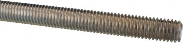 Made in USA - 1/2-13 UNC (Coarse), 3' Long, Low Carbon Steel Threaded Rod - Zinc-Plated Finish, Right Hand Thread - Americas Industrial Supply