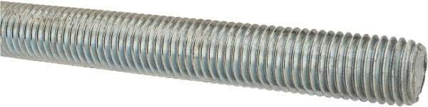 Made in USA - 3/4-10 UNC (Coarse), 3' Long, Low Carbon Steel Threaded Rod - Zinc-Plated Finish, Right Hand Thread - Americas Industrial Supply