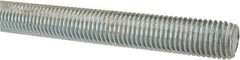 Made in USA - 3/4-10 UNC (Coarse), 3' Long, Low Carbon Steel Threaded Rod - Zinc-Plated Finish, Right Hand Thread - Americas Industrial Supply