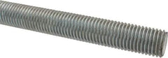 Made in USA - 7/8-9 UNC (Coarse), 3' Long, Low Carbon Steel Threaded Rod - Zinc-Plated Finish, Right Hand Thread - Americas Industrial Supply